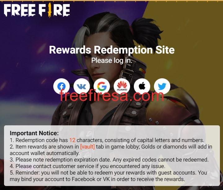 garena free fire reward redemption site code